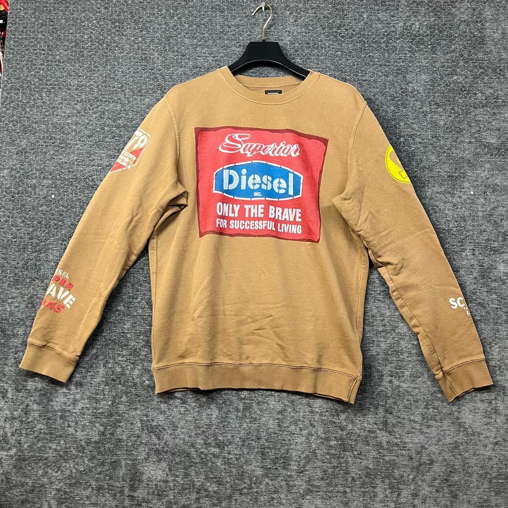 Diesel Superior Only The Brave Sweatshirt Men's Brown Graphic Classic Pullover